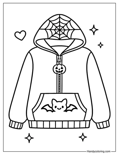 Spiderweb Hoodie Coloring Page