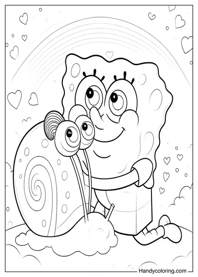 Spongebob and Gary with Rainbow Color