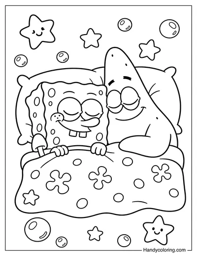 SpongeBob and Patrick Sleeping Under a Blanket