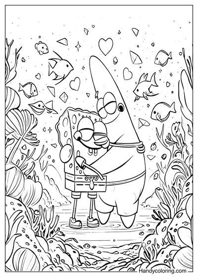 Spongebob and Patrick Under the Sea Color