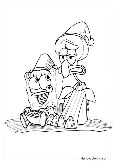 Spongebob and Squidward Coloring