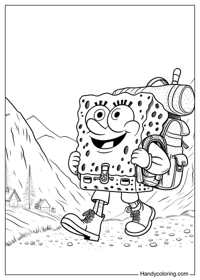 SpongeBob Camping Coloring Sheet