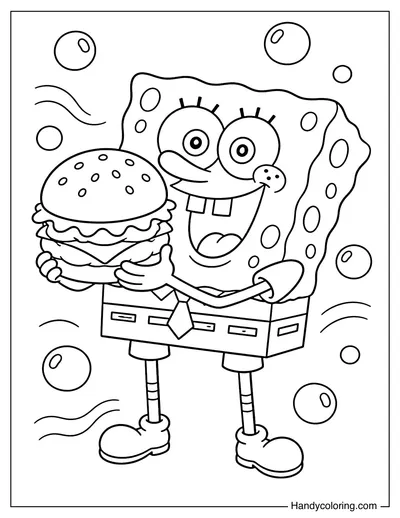 SpongeBob Holding a Krabby Patty
