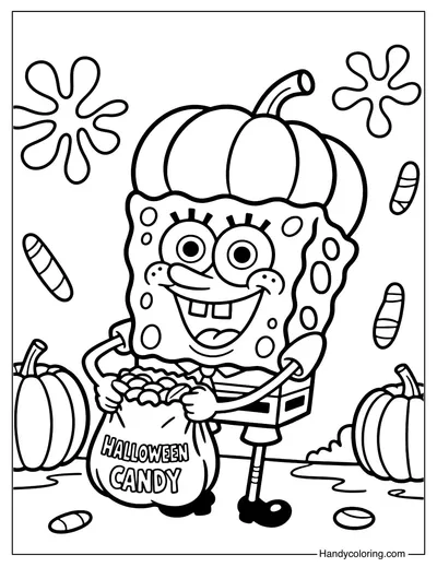Spongebob Pumpkin Costume Coloring Page