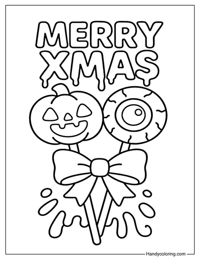 Spooky Candy Lollipops Coloring Page
