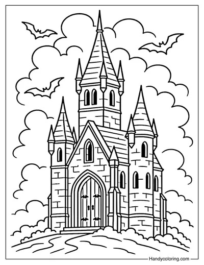 Spooky Castle Coloring Page