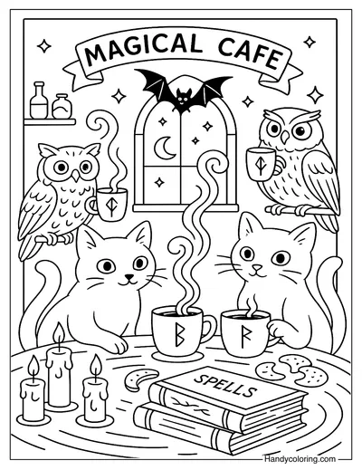 Spooky Coffee Coloring Page
