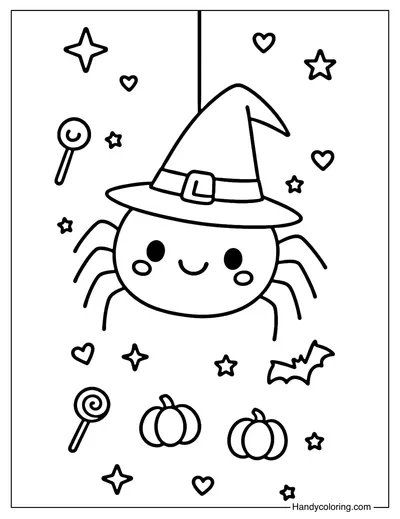 Spooky Cute Spider Bookmark Coloring Page