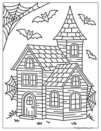Spooky Haunted House Coloring Page