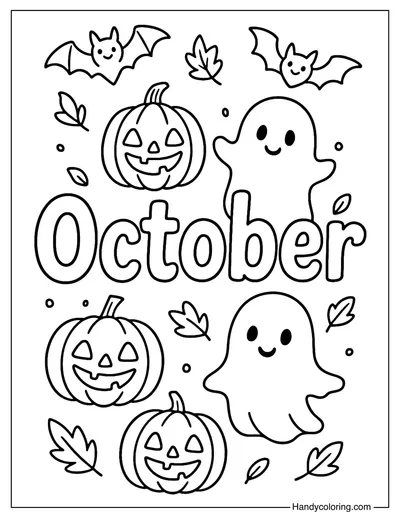 Spooky October Coloring Page