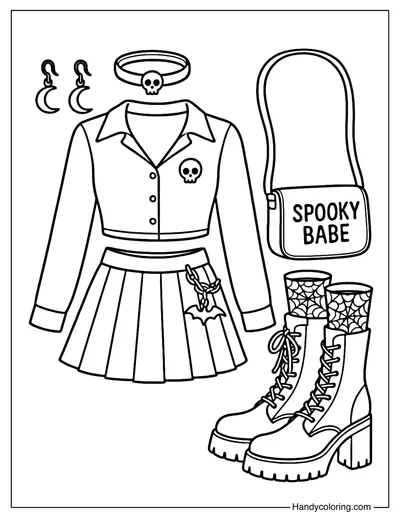 Spooky Street Style Outfit Coloring Page