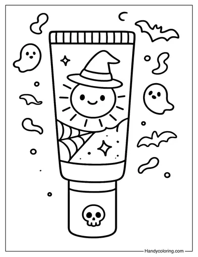 Spooky Sunscreen Tube Coloring Page