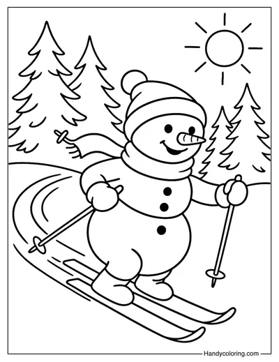 Sporty Snowman Coloring Page