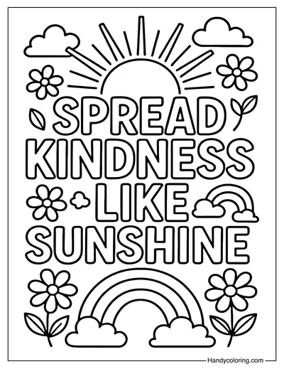 Spread Kindness Like Sunshine Coloring Page