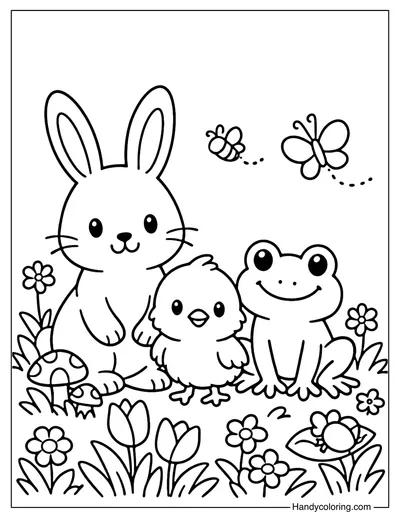 Spring Animals Coloring Page