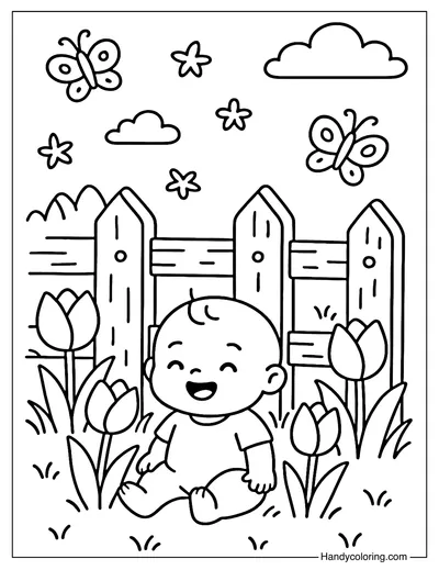 Spring Fence Coloring Page
