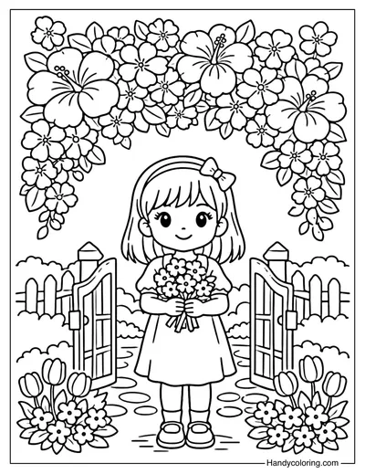 Spring Flower Gate Coloring Page