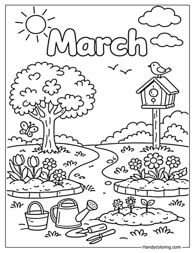 Spring Garden March Coloring Page