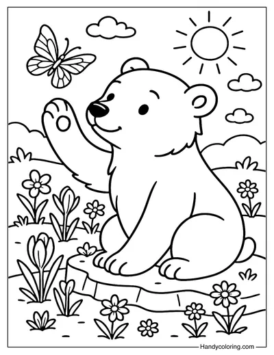 Spring Polar Bear Coloring Page