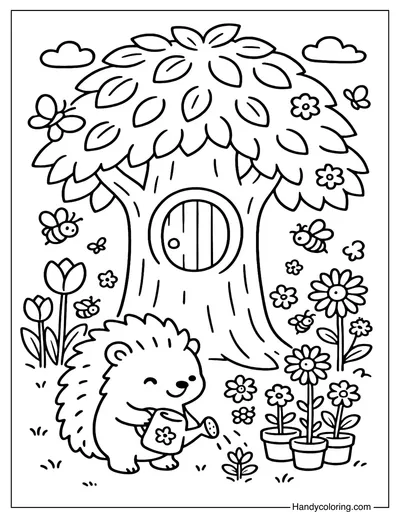 Spring Stump Coloring Page