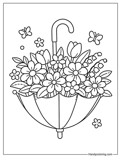 Spring Umbrella Coloring Page