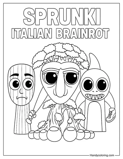 Sprunki Italian Brainrot Coloring Page for Kids