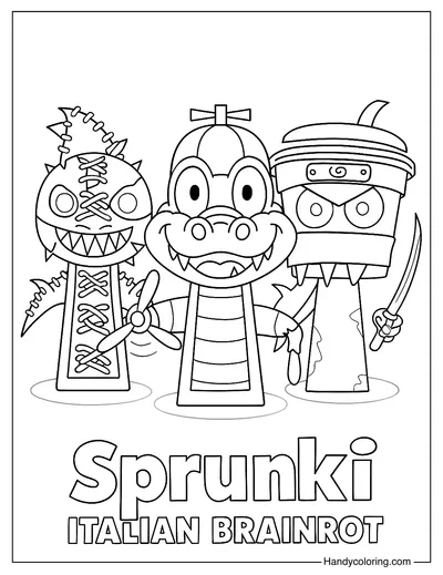Sprunki Italian Brainrot Coloring To Print