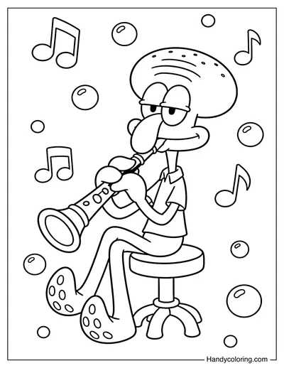 Squidward Sitting with a Clarinet