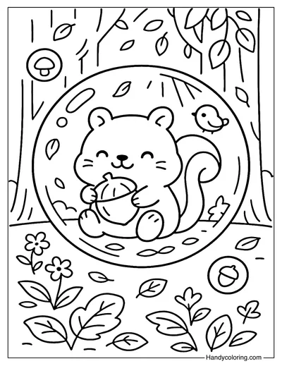 Squirrel Bubble Coloring Page