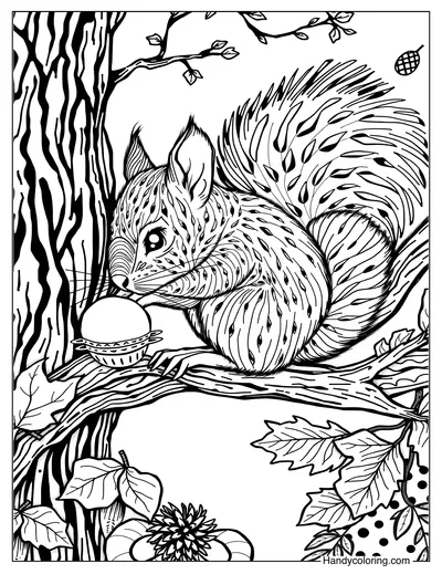 Squirrel for Adults Coloring Sheet