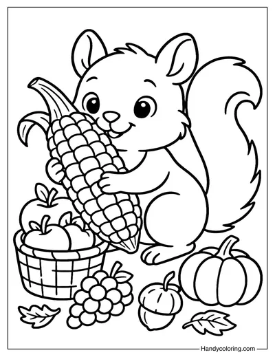 Squirrel Harvest Coloring Page