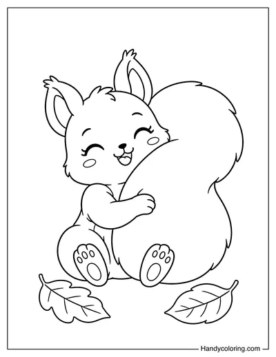 Squirrel Hugging Its Giant Fluffy Tail