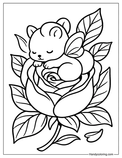 Squirrel Rose Nest Coloring Page