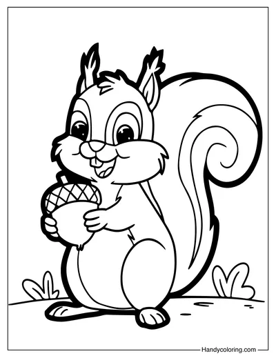 Squirrel with Nut Coloring