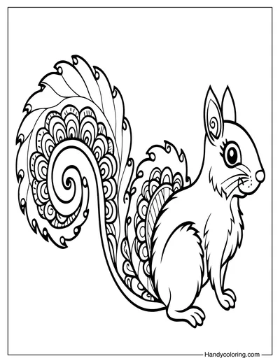 Squirrel Zentangle Coloring Page