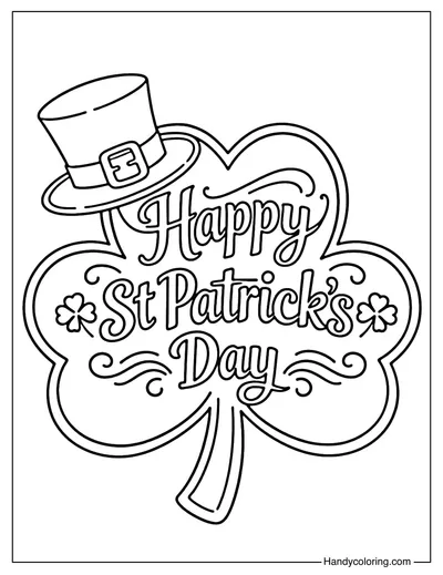 St Patrick's Day Clover Badge Coloring Page