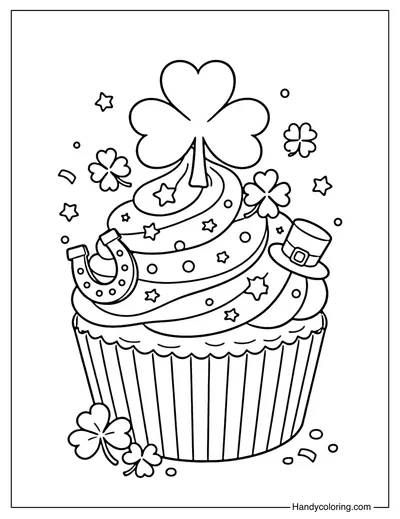 St Patrick's Day Cupcake Coloring Page