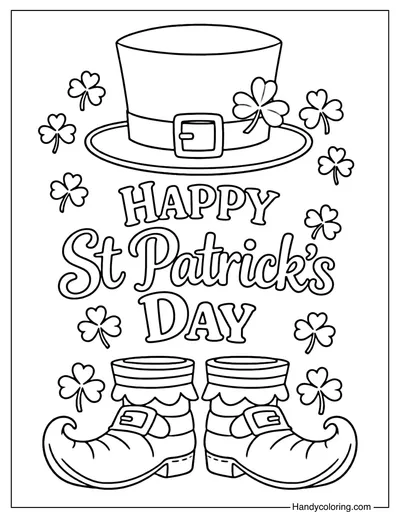 St Patrick's Day Hat and Boots Coloring Page