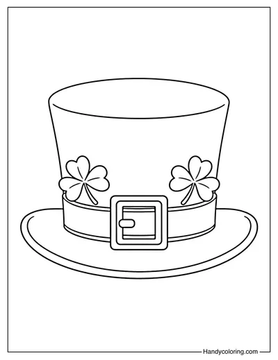 St Patrick's Day Hat with Shamrocks Coloring Page
