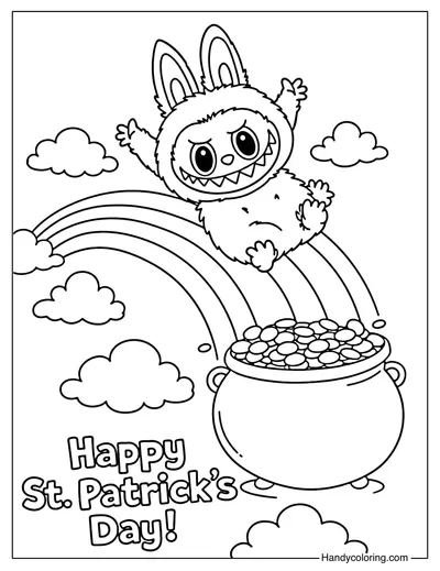 St. Patrick's Day Labubu Coloring Page