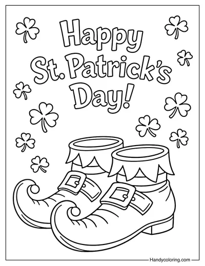 St Patrick's Day Leprechaun Shoes Coloring Page