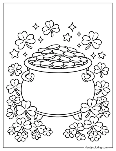 St. Patrick's Day Pot of Gold and Shamrocks