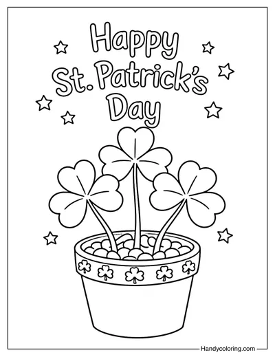St Patrick's Day Shamrock Pot Coloring Page