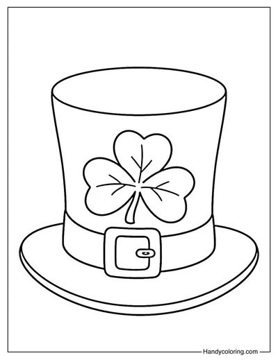 St Patrick's Hat with Shamrock Coloring Page