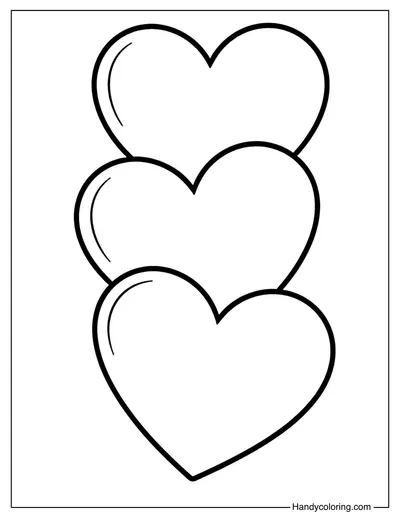 Stacked Hearts Coloring Page