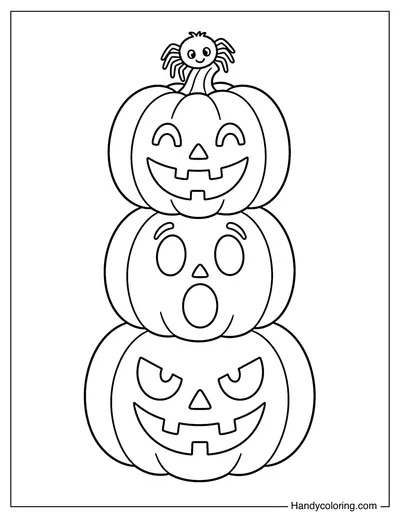 Stacked Jack-O'-Lantern Tower