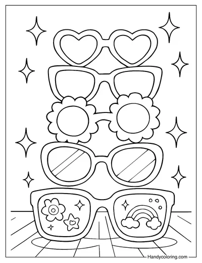 Stacked Sunglasses Tower Coloring Page