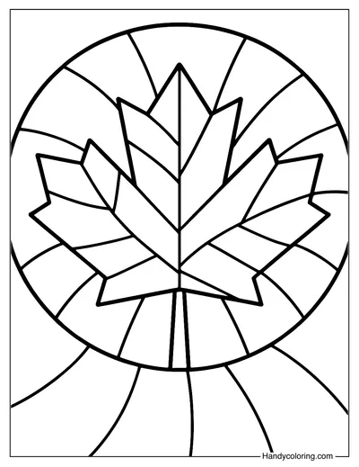 Stained Glass Maple Leaf Design Coloring Page