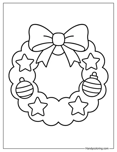 Star and Ornament Wreath Coloring Page