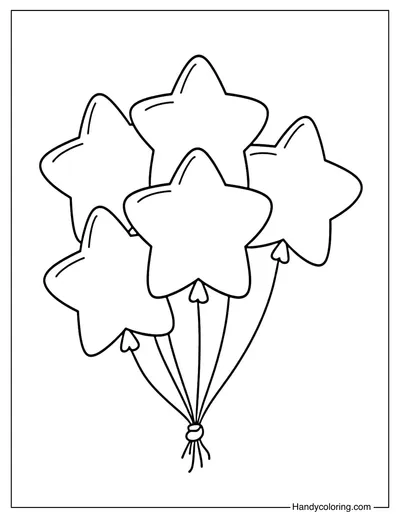 Star Balloons Coloring Page